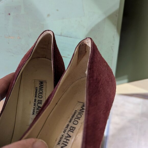 Burgundy Manolo Blahnik Kitten Heels in Suede size 38 - Sold as Is - Picture 11 of 11